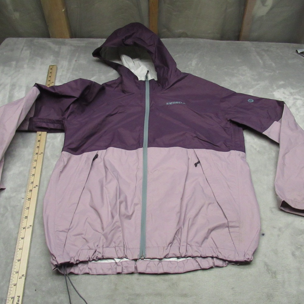 Merrell Jacket Womens Medium Purple Fallon Lightweight Hooded Wind Rain Full Zip